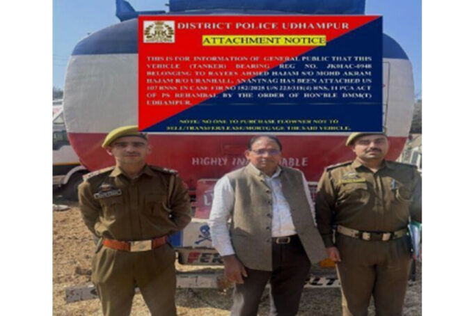 Udhampur Police attaches Vehicle