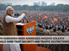 PM Narendra Modi Addresses Massive Rally in Kolkata Amid Tight Security and Traffic Restrictions