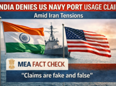 India Rejects Claim of US Navy Using Its Ports Amid Iran Tensions