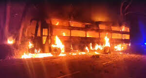 Seven Passenger Buses Damaged in Late-Night Fire at Bus Stand in J&K