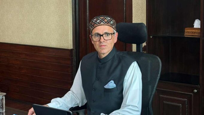 Chief Minister Omar Abdullah at work in his chamber at the secre