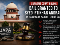 Supreme Court Grants Bail to Handwara Narco-Terror Accused Syed Iftikhar Andrabi, Reiterates ‘Bail is Rule, Jail Exception’